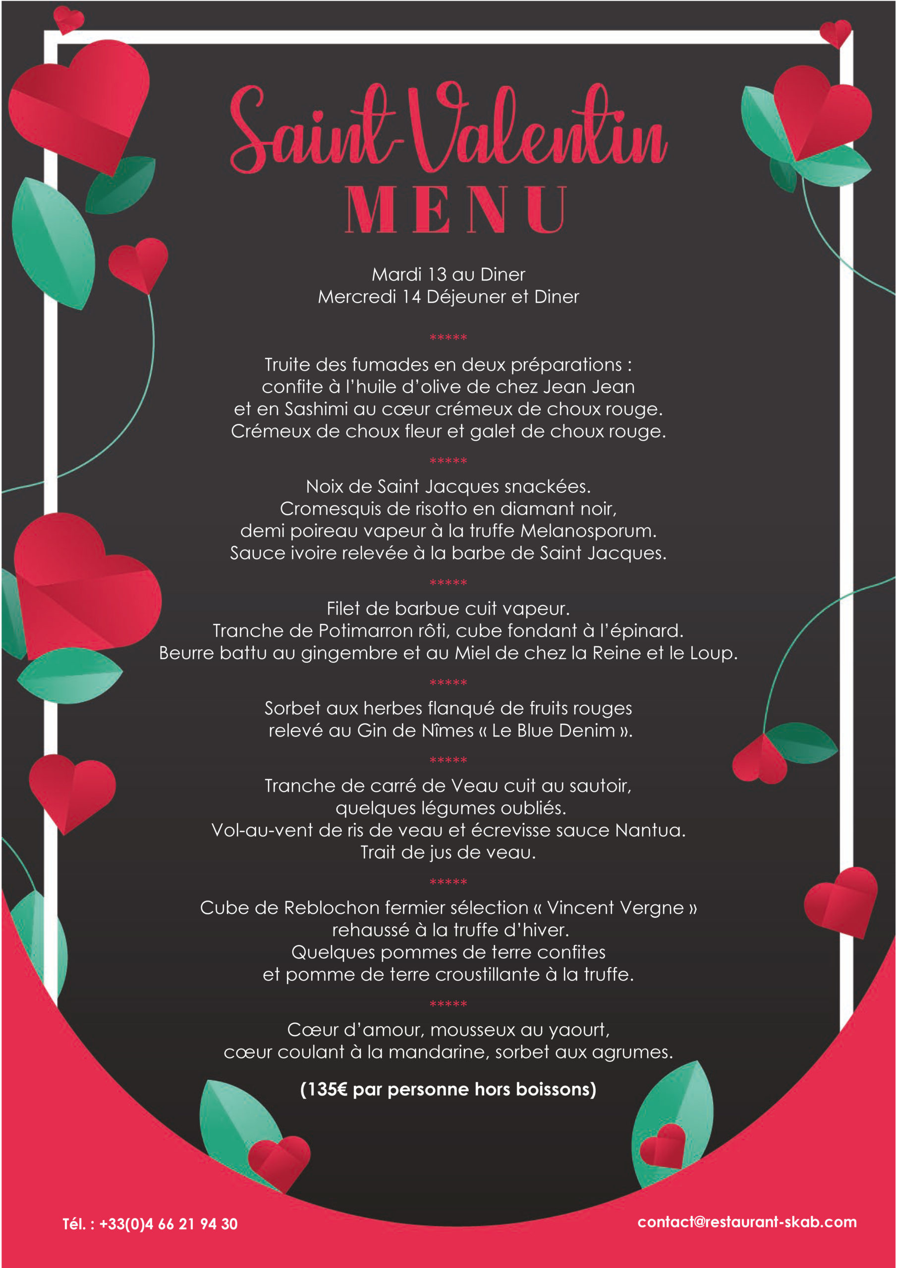 menu st valentin gastronomique